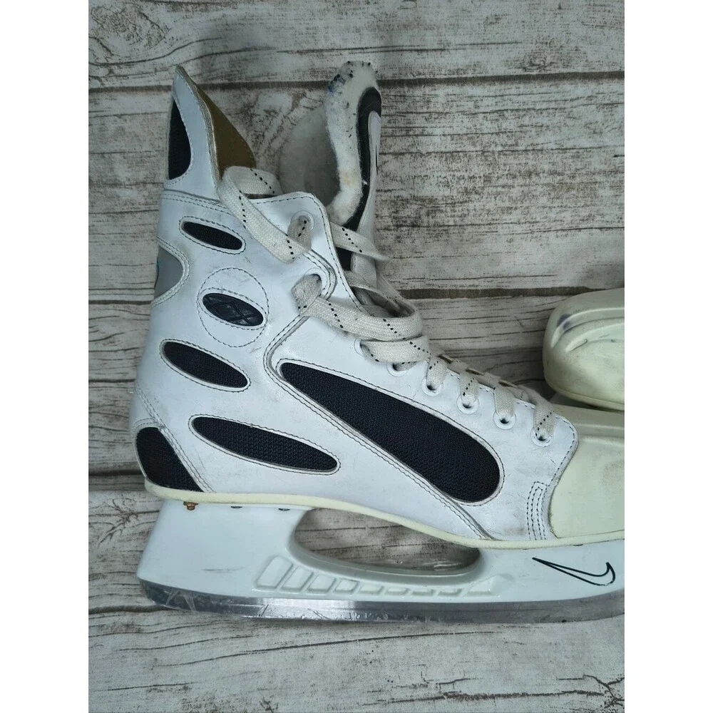 Vintage White Nike Zoom Air Ice Hockey Player Skates Fedorov Size 11.5 Mens